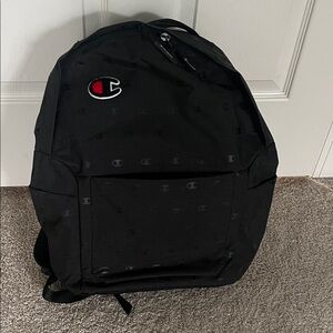 Champion Black and Red Logo Backpack